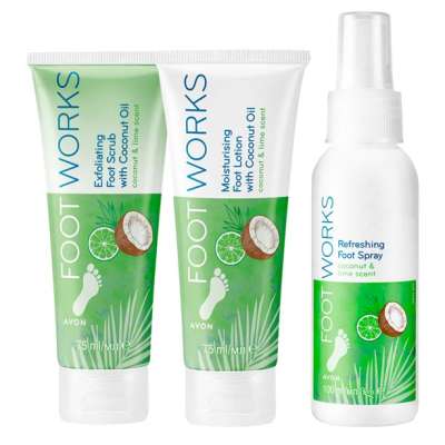 Foot Works Coconut & Lime Exfoliating Foot Scrub, Foot Lotion & Foot Spray